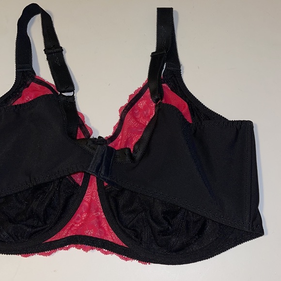 🆕 Love Love “Sabina” Black and Pink Underwire Bra - Size 46H / H46 - Picture 7 of 9